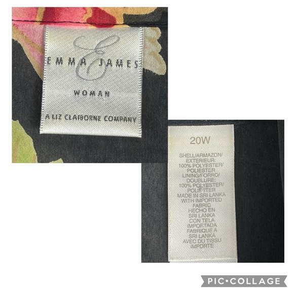 Emma James Floral 3/4 Sleeve Button-Down Romantic Feminine Sheer Blouse - Sz 20W - Picture 3 of 14